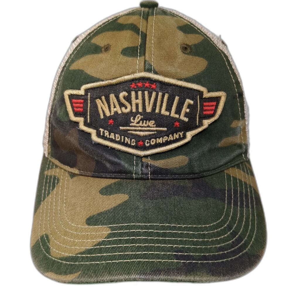 Legacy Trucker Hat Green Beige One Size Nashville Camo Mesh Snapback Patch